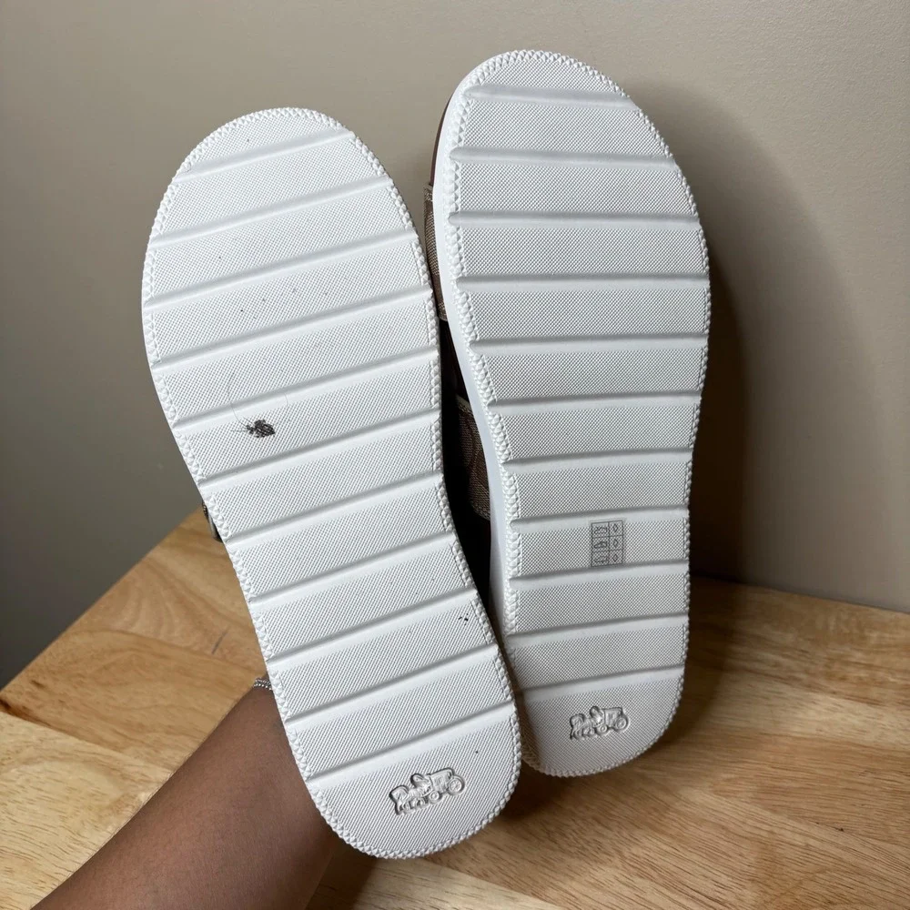 Coach Gwen Signature Sandal Sz 10 Platform Slides Khaki/ Saddle NWOB - Picture 6 of 8